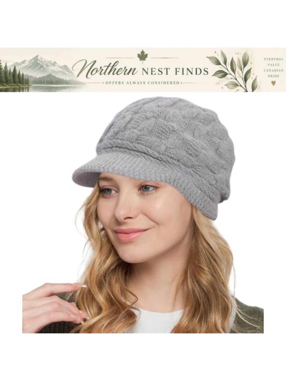Womens Winter Beanie Hat with Fleece Lining - Warm Knit Skullcap